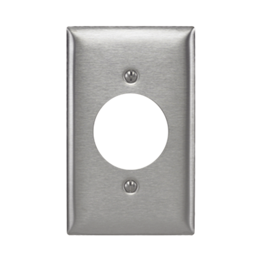 Placa para Receptaculo Sencillo 20 y 30 A de Media Vuelta/ 1.6" (40 mm) / Acero Inoxidable.