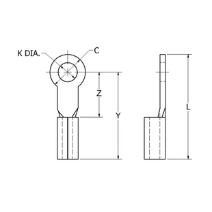 Zapata Terminal de Ojillo  para Tornillo 3/16" (5 mm) y Cable Calibre 16-14 AWG.