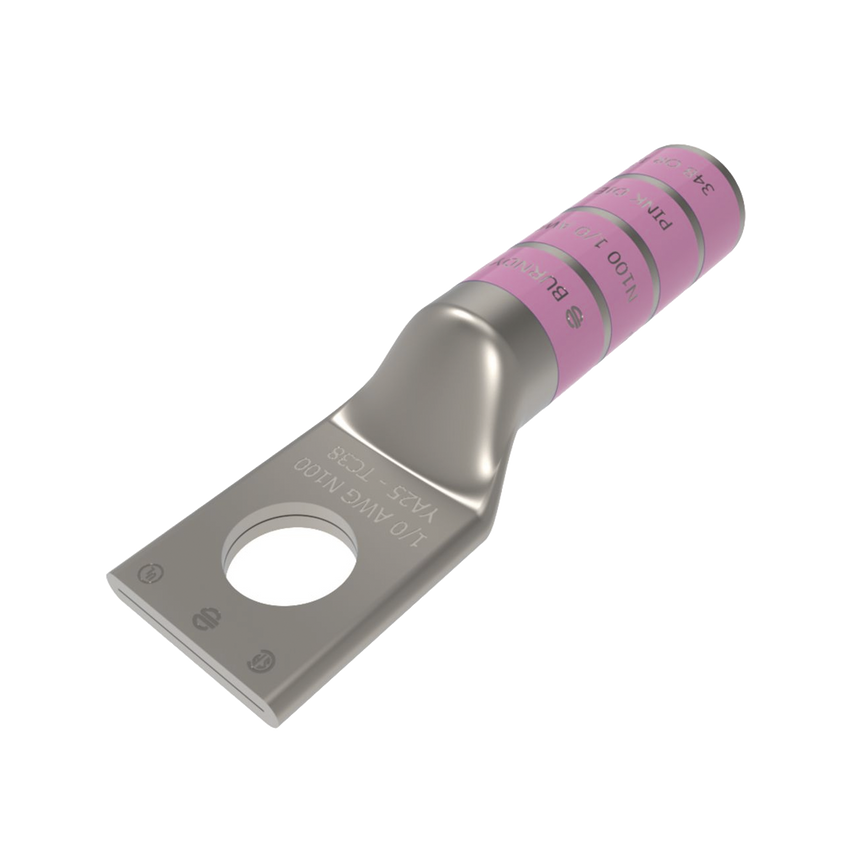 Zapata Terminal de Barril Largo para Tornillo de 5/16" y Calibre 1/0 AWG.