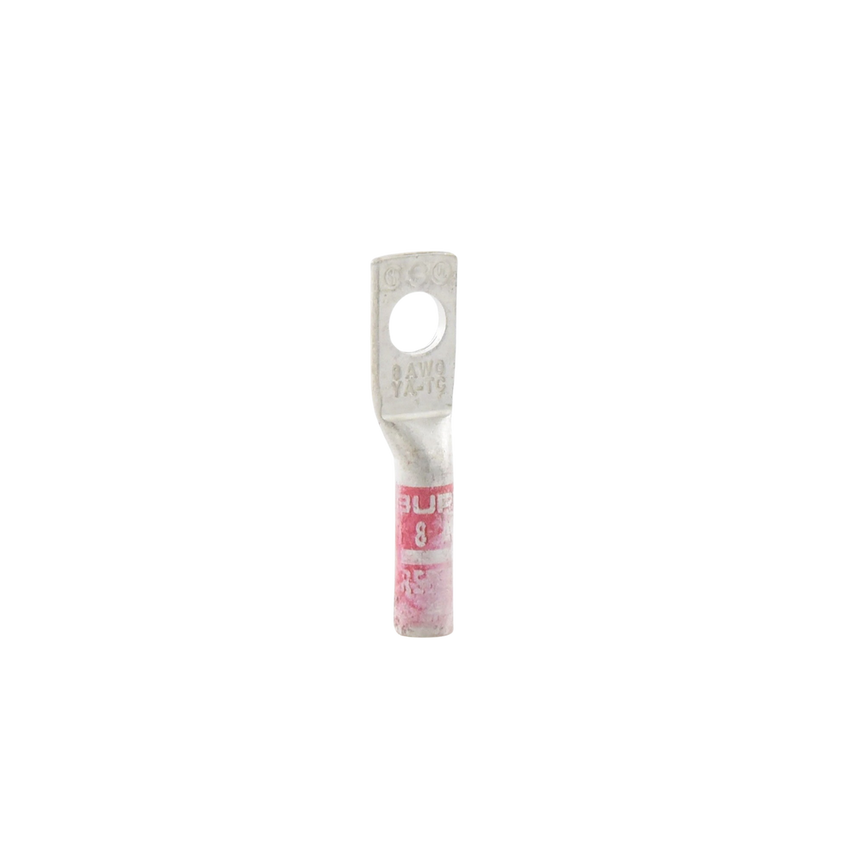 Zapata Terminal de Compresión BURNDY para Tornillo de 1/4" y Calibre 8 AWG / Barril Largo.