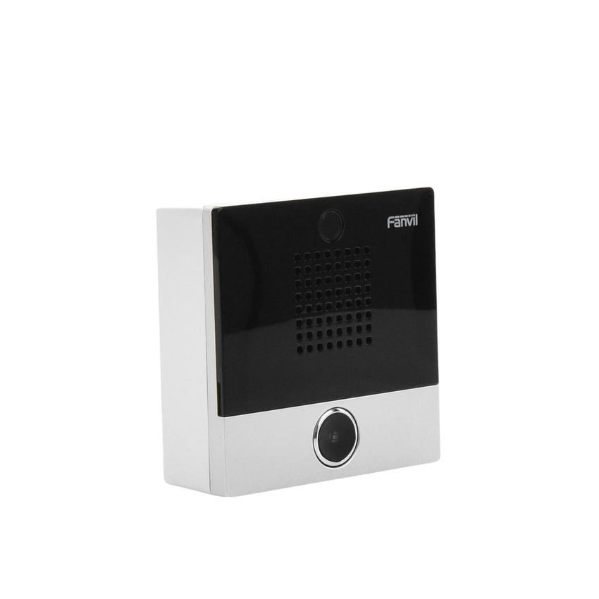 Mini Intercomunicador para hotelería y hospitales, con diseño elegante, PoE, 1 botón, 1 relevador integrado de salida y entrada.