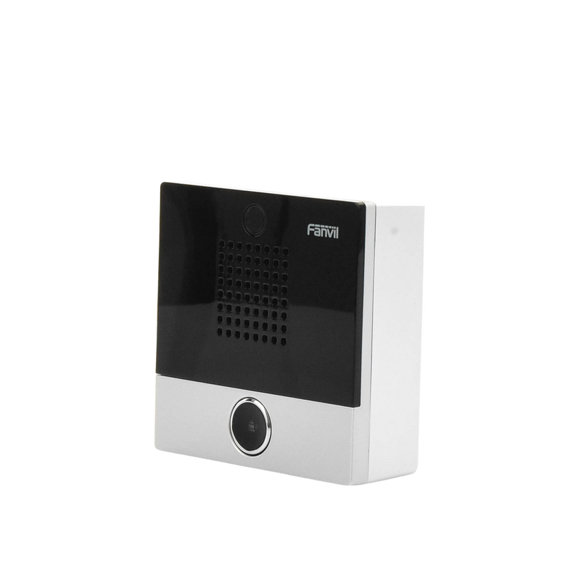Mini Intercomunicador para hotelería y hospitales, con diseño elegante, PoE, 1 botón, 1 relevador integrado de salida y entrada.
