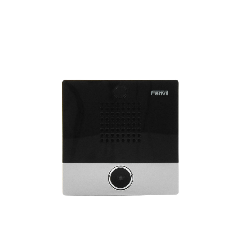 Mini Intercomunicador para hotelería y hospitales, con diseño elegante, PoE, 1 botón, 1 relevador integrado de salida y entrada.