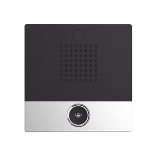 Mini Intercomunicador para hotelería y hospitales, con diseño elegante, PoE, 1 botón, 1 relevador integrado de salida y entrada.