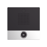 Mini Intercomunicador para hotelería y hospitales, con diseño elegante, PoE, 1 botón, 1 relevador integrado de salida y entrada.