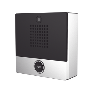 Mini video Intercomunicador para hotelería y hospitales, con diseño elegante, PoE, cámara 1Mpx, 1 botón, 1 relevador integrado de salida y entrada.