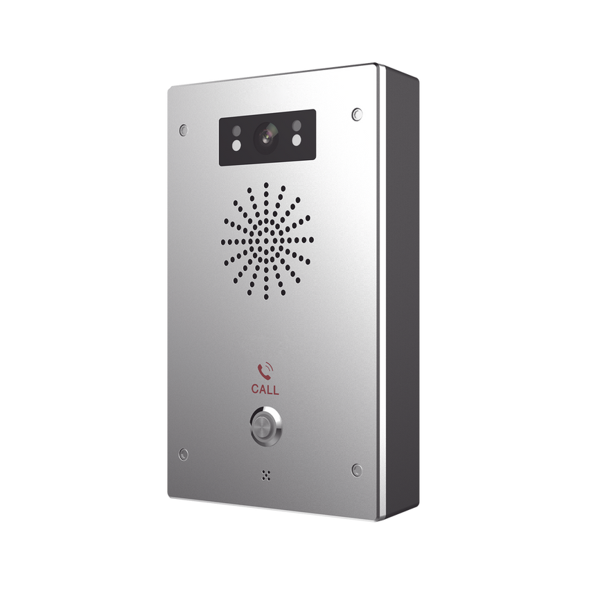 Video Intercomunicador IP, 2 líneas SIP, 2 relevadores con botón para llamada, Onvif, anti-vandálico, PoE, IP65 e IK10, PoE