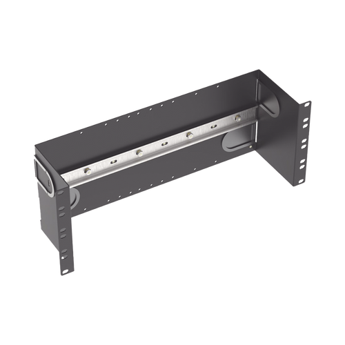 Soporte Industrial Para Instalar Equipos de Montaje en Riel DIN, Para Racks o Gabinetes Estándar de 19in, de 4UR, Color Negro