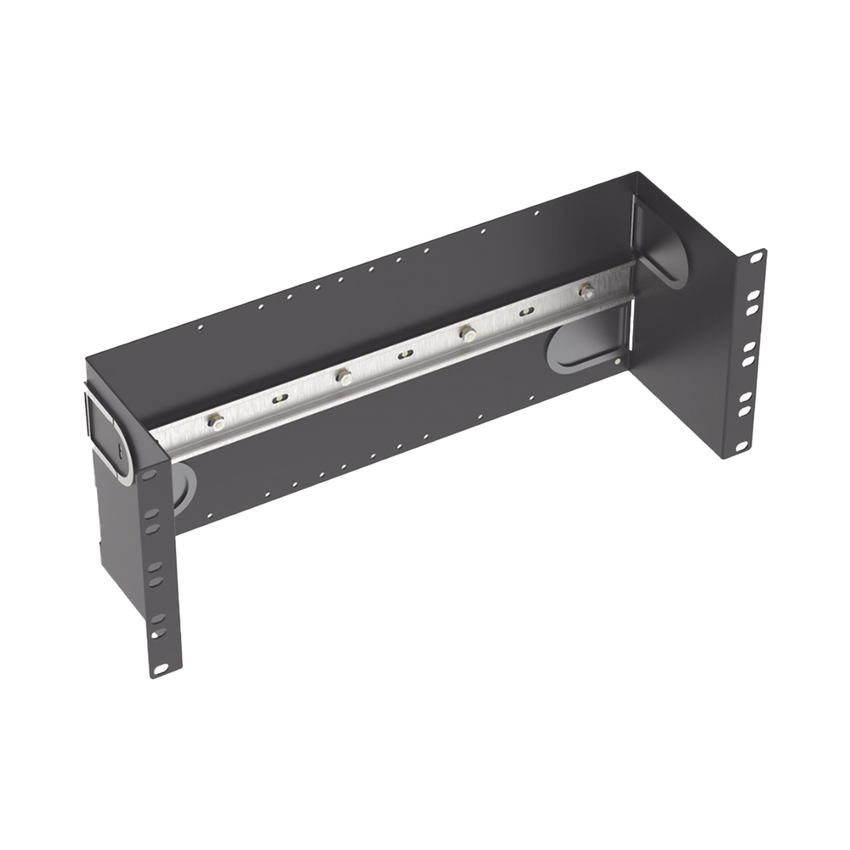 Soporte Industrial Para Instalar Equipos de Montaje en Riel DIN, Para Racks o Gabinetes Estándar de 19in, de 4UR, Color Negro