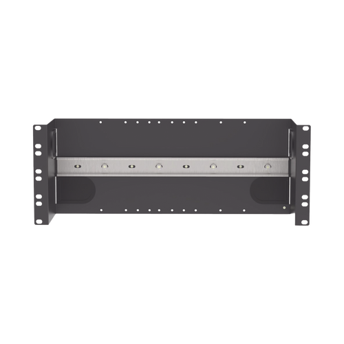 Soporte Industrial Para Instalar Equipos de Montaje en Riel DIN, Para Racks o Gabinetes Estándar de 19in, de 4UR, Color Negro