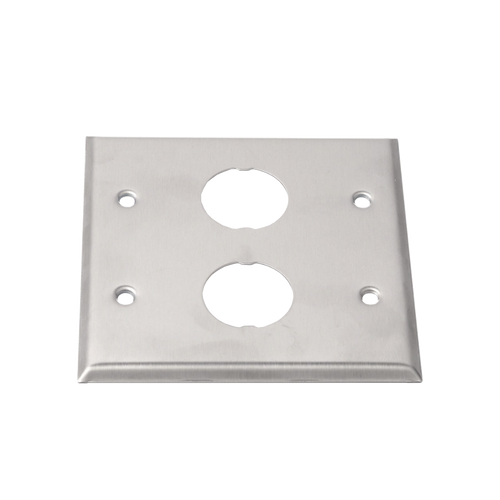 Placa de Pared Doble IndustrialNet?, Para 2 Conectores Industriales, de Acero Inoxidable