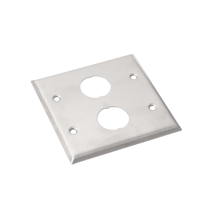 Placa de Pared Doble IndustrialNet?, Para 2 Conectores Industriales, de Acero Inoxidable