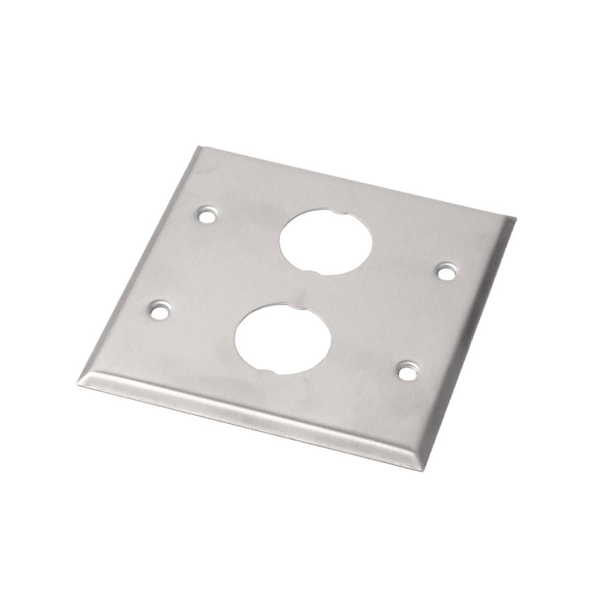 Placa de Pared Doble IndustrialNet?, Para 2 Conectores Industriales, de Acero Inoxidable