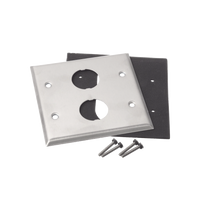 Placa de Pared Doble IndustrialNet?, Para 2 Conectores Industriales, de Acero Inoxidable