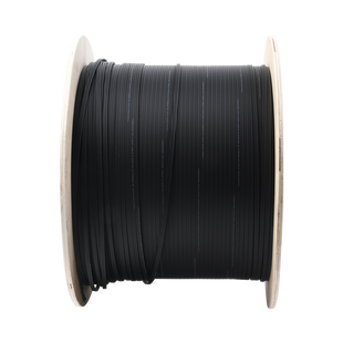 Carrete de 1 km de Fibra Óptica Aérea Mini Figura 8 G.657A2 Tipo Drop, Monomodo de 2 Hilos (Bifibra), Diseñada para Fusionarse, Color Negro, Span 80, (No Soporta Conectores Mecánicos)
