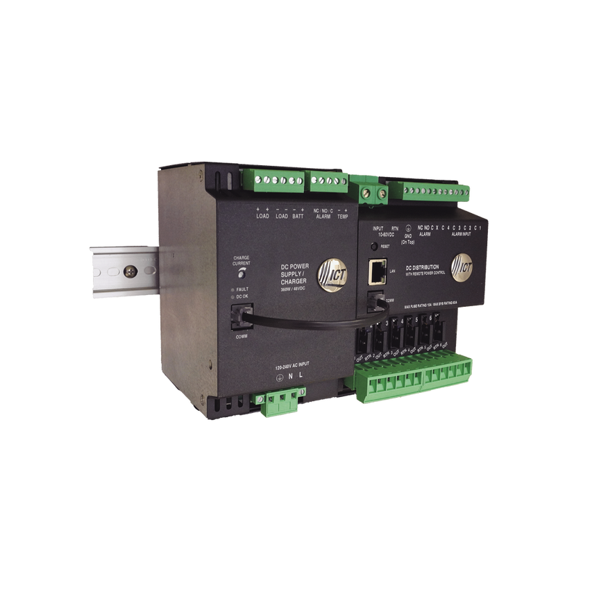 Fuente de distribución de 6 salidas, control y monitoreo Ethernet, Vo: 10-60V Dc, para montaje en riel din