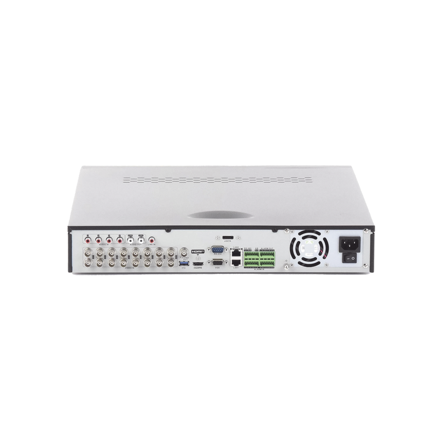 DVR 16 Canales TurboHD + 8 Canales IP / 3K/5MP / Audio por Coaxitron / Acusense / 4 Bahías de Disco Duro / Videoanalisis / 16 Entradas de Alarma