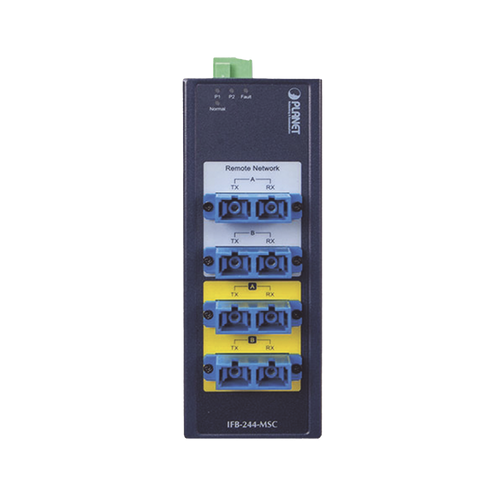 Switch Industrial Bypass de Fibra Optica Multimodo con Conector SC de 2 Canales