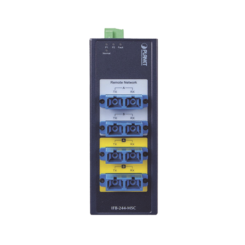 Switch Industrial Bypass de Fibra Optica Multimodo con Conector SC de 2 Canales