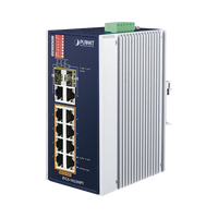 Switch Industrial PoE no administrable de 8 Puertos 10/100TX 802.3at,  Hasta 240 W, Combo TP / SFP Gigabit TP / SFP  (-40 ~ 75 grados C)