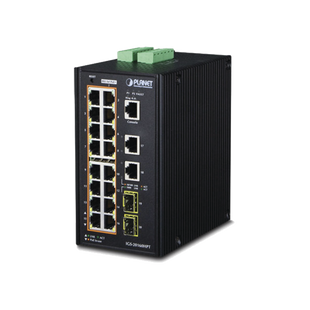 Switch Industrial Administrable 16 puertos 10/100/1000 T 802.3at PoE + 2 Puertos 10/100/1000 T + 2 puertos 100/1000 X SFP