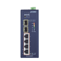 Switch PoE Industrial No Administrable de 4 Puertos PoE 10/100/1000T 802.3at, 2 Puertos SFP 10/1000X