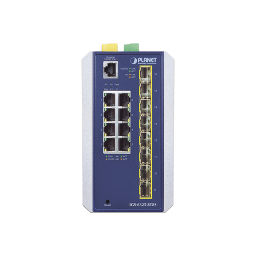Switch Industrial Administrable Capa 3, 8 Puertos Etherrnet 10/100/1000T, 8 Puertos SFP de 1G/ 2.5G