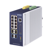 Switch Industrial Administrable Capa 3, Con 8 Puertos PoE Gigabit 802.3bt, 2 Puertos SFP de 1 G / 2.5 G, 2 Puertos SFP 10 G