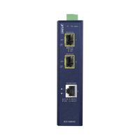 Convertidor de Medios Industrial de 1 Puerto Ethernet 10/100/1000 Base-T a 2 Puertos SFP 100/1000/2500 Base-X