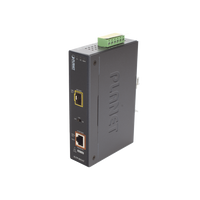Convertidor de Medios PoE Industrial, Puerto SFP 1000BASE-SX/LX a Puerto RJ45 Gigabit con Salida PoE 802.3at (Hasta 30 W).