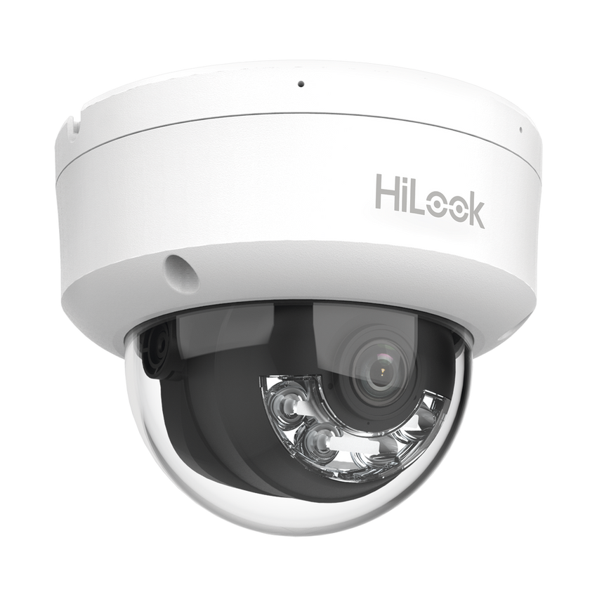 [Dual Light] HiLook Series / Domo IP de 4 Megapixel / Uso en interior / Lente 2.8 mm / 20 mts IR + 20 mts Luz Blanca / Micrófono Integrado / ACUSENSE Lite / PoE / dWDR / H.265+ / ONVIF