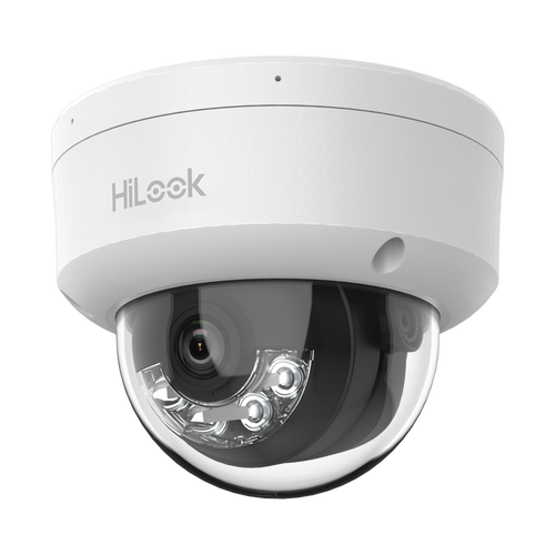 [Dual Light] HiLook Series / Domo IP de 4 Megapixel / Uso en interior / Lente 2.8 mm / 20 mts IR + 20 mts Luz Blanca / Micrófono Integrado / ACUSENSE Lite / PoE / dWDR / H.265+ / ONVIF