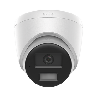 [Dual Light] Turret IP de 2 Megapixel   / Lente 2.8 mm /  Ángulo de visión 101° / 20 mts IR + 15 mts Luz Blanca / Micrófono Integrado / ACUSENSE Lite /  Exterior IP67 / PoE / dWDR / H.265+ / ONVIF