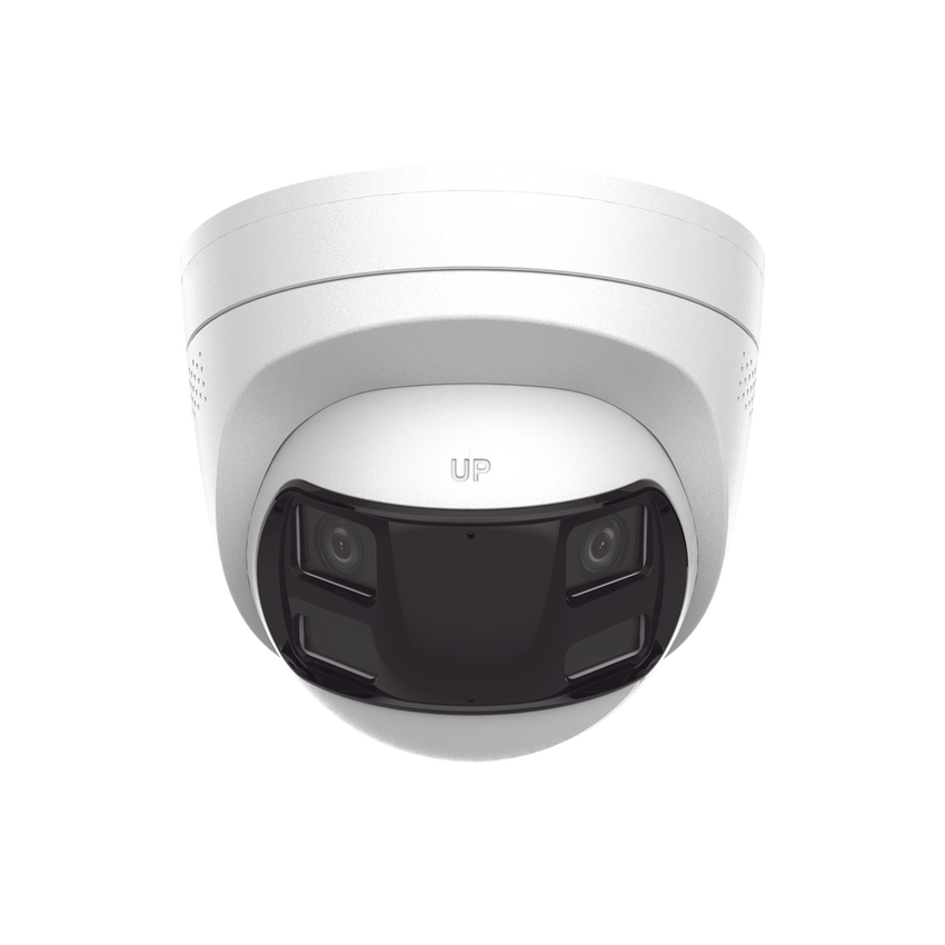 [Dual Light] Turret IP 6 Megapixel / Imagen Panorámica 180°/ PoE / Micrófono y Bocina Integrado / Exterior IP67 / Audio Bidireccional / Alarma Visual y Auditiva Integrada / Smart Supplement Light / Micro SD 512 GB