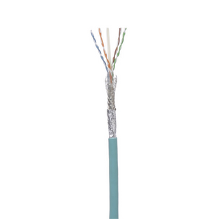 Bobina de Cable Blindado SF/UTP Categoría 6A, Uso Industrial con Resistencia al Aceite y Rayos UV, Multifilar 24/7 (Flexible), Color Azul Cerceta, Bobina de 305 Metros (1000 Pies)