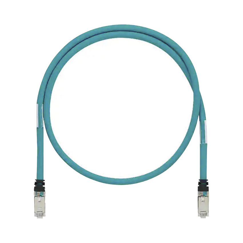Patch Cord Cat6A de Grado Industrial 600V, Blindado SF/UTP, Calibre 26 AWG, Color Aqua, 2.5m