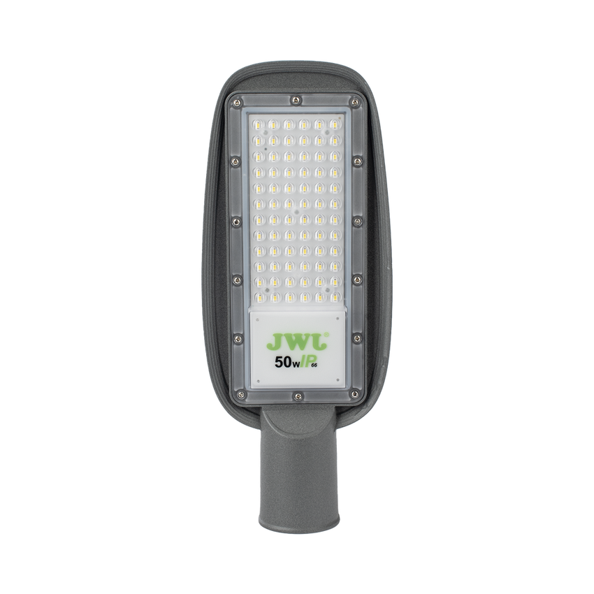 Luminaria LED de 50 W/ 100 - 265 V CA ~50/60 Hz / Fotocelda / Color Blanco/ Dimensiones 160 x 390 x 78 mm / Ángulo de Luz 135°.
