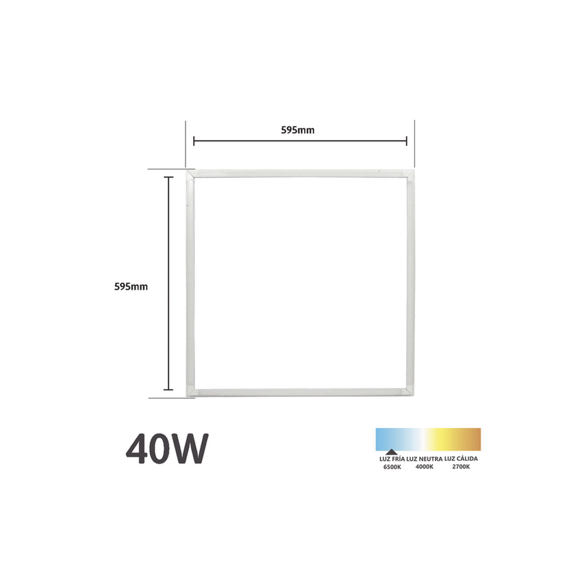 Marco LED Luminoso / 595 x 595 mm / 127 Vca~60Hz / Luz Blanca 6 500 K / 3 000 lm.