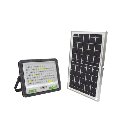 Reflector de  100 W con Panel Solar /  Batería 3.2  V CD / T.C.C. 6 500 K / IP66.