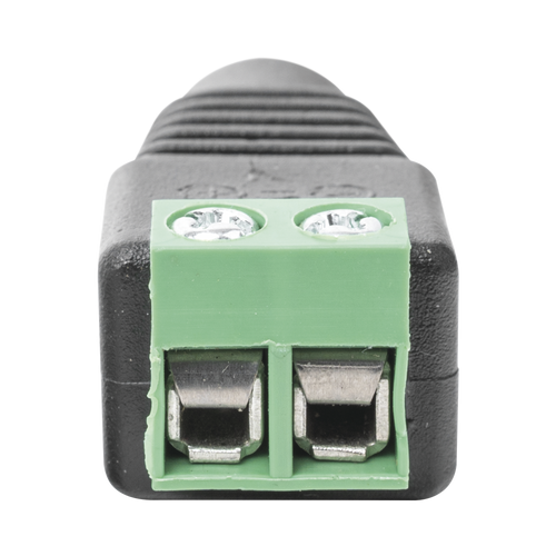 Adaptador Hembra Tipo Jack de 3.5 mm Polarizado de 12 Vcc / Terminales Tipo Tornillo / Polarizado (+/-) / Ideal para Cámaras de Video Vigilancia
