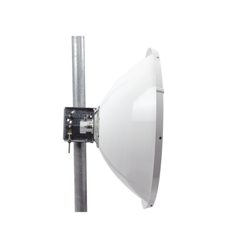 Antena Direccional de Alto Rendimiento/ Parábola profunda para mayor aislamiento al ruido / 29 ± 1 dBi / 4.9 - 6.4 GHz / Conectores N-Hembra / Fácil Montaje y Soporte de acero inoxidable / Radomo Incluido