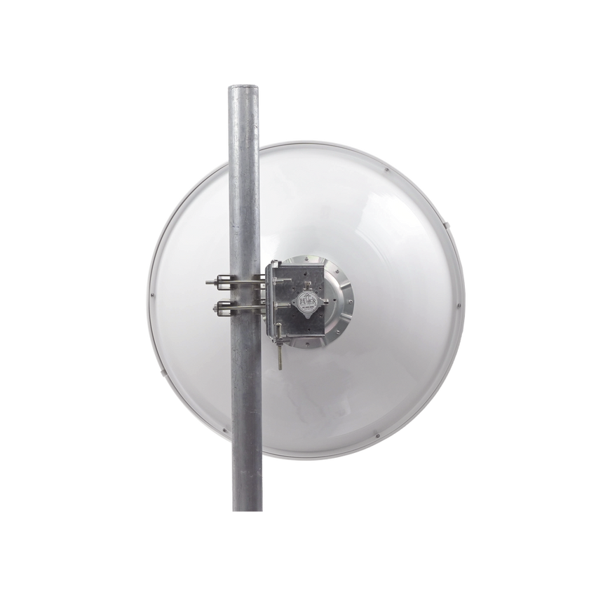 Antena Direccional de Alto Rendimiento/ Parábola profunda para mayor aislamiento al ruido / 29 ± 1 dBi / 4.9 - 6.4 GHz / Conectores N-Hembra / Fácil Montaje y Soporte de acero inoxidable / Radomo Incluido