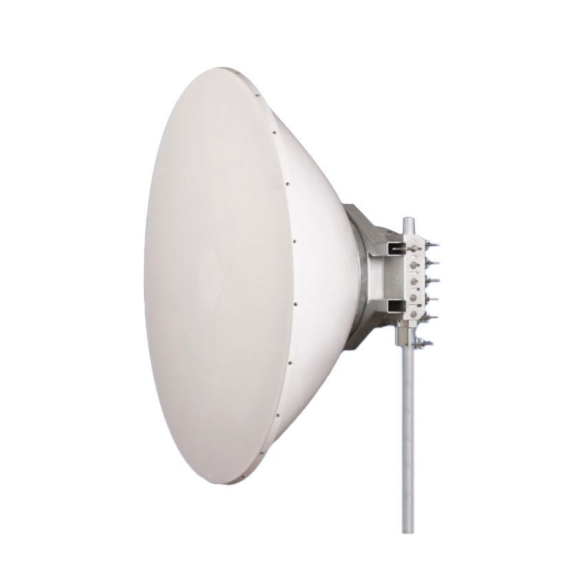 Antena direccional Alto Rendimiento / Parábola profunda para mayor aislamiento al ruido /6 ft / 4.9 a 6.4 GHz /  / Ganancia de 38 dBi / Soporte de acero inoxidable / Polaridad en 90 ° y 45 ° / Incluye montaje.