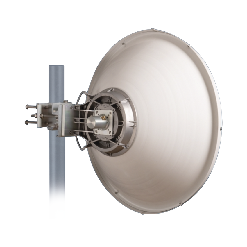 Antena Direccional de Alto Rendimiento / 30.5 ± 1 dBi / 2 ft / 5.9-7.125 GHz / Conectores RP-SMA / Alto Aislamiento al Ruido / Fácil Montaje y herraje de acero inoxidable /  Radomo Incluido