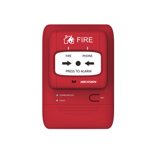 (HikFire) Botón Manual de Alarma contra Incendios / Comunicación LoRa / Indicador Multicolor / Reseteo con Llave / Instalación en Pared