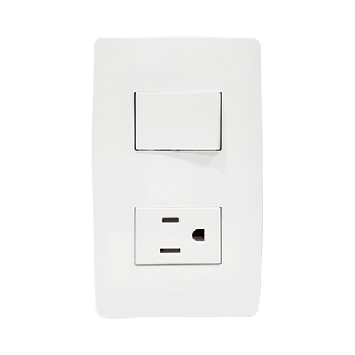 Apagador Escalera y Contacto de 127 V~60 Hz 10/15 A.