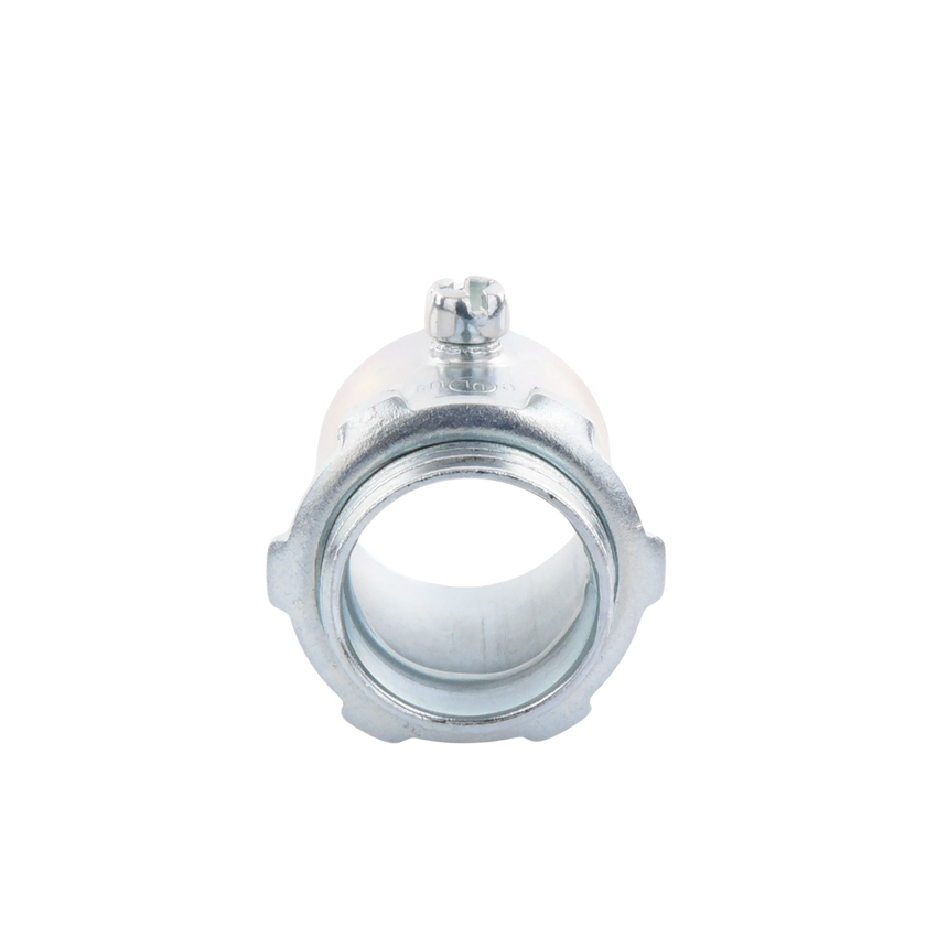 Conector 1" (25mm) pared delgada con tornillo tipo americano galvanizado etiqueta verde