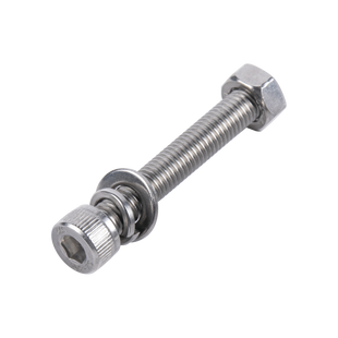 Tornillo Allen Milimétrico de Acero Inoxidable  M8-1.25 x 25 / Incluye Tuerca, Arandela Plana y Arandela Presión / Bolsa con 6 piezas / Para Montajes de Módulos Solares.