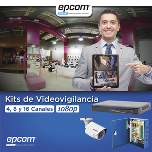 KIT TurboHD 1080p / DVR 16 Canales / 16 Cámaras Bala (exterior 2.8 mm) / Transceptores / Conectores / Fuente de Poder Profesional