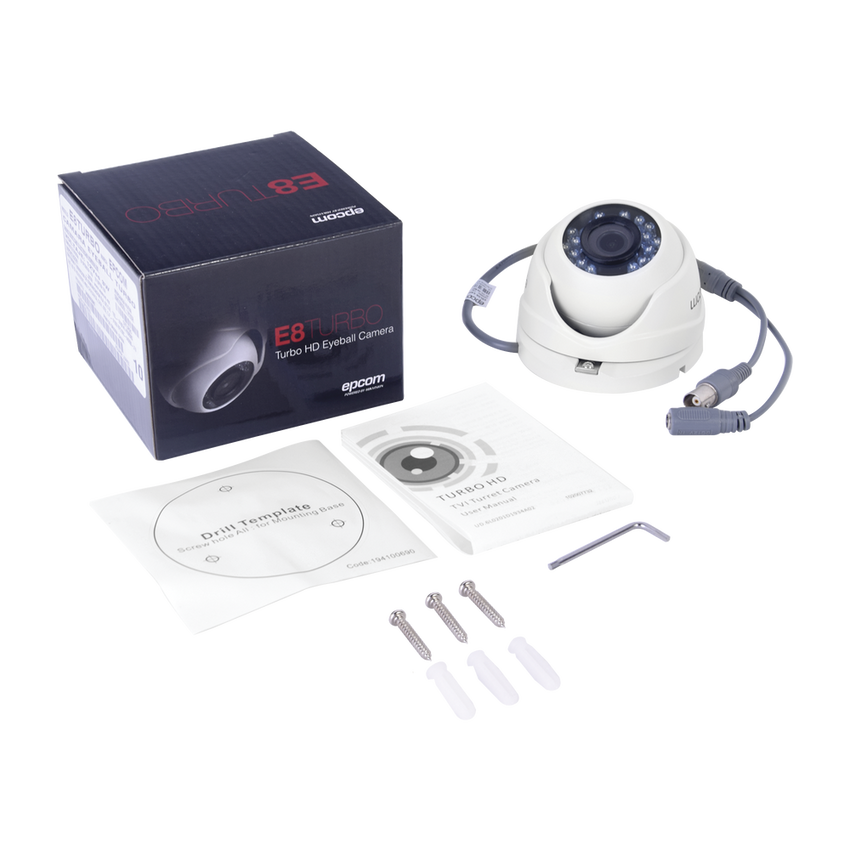 KIT TurboHD 1080p / DVR 8 Canales / 4 Cámaras Bala (exterior 2.8 mm) / 4 Cámaras Eyeball (exterior 2.8 mm) / Transceptores / Conectores / Fuente de Poder Profesional hasta 15 Vcc para Largas Distancias